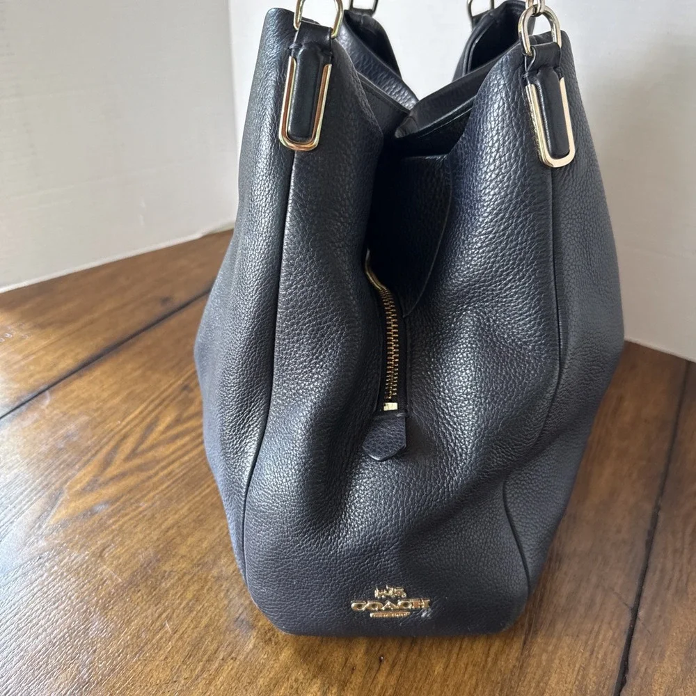 Coach Madison Phoebe Black Pebbled Leather Hobo Tote